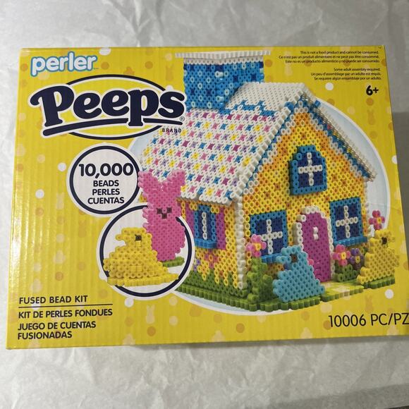 Peeps Perler Fused Bead Kit Easter House Craft 10,000 Beads, Age 6+, New In Box - Picture 1 of 16